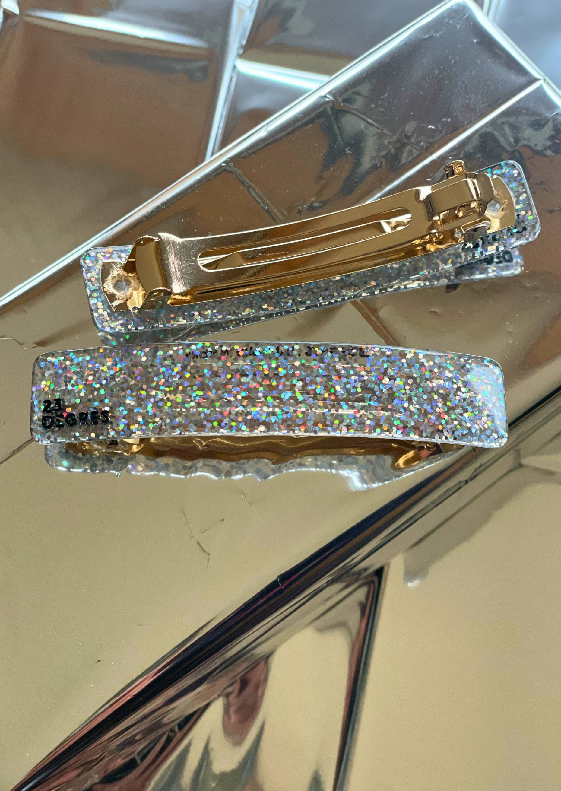 BARRETTE 9CM - PAILLETTE ARGENTÉE