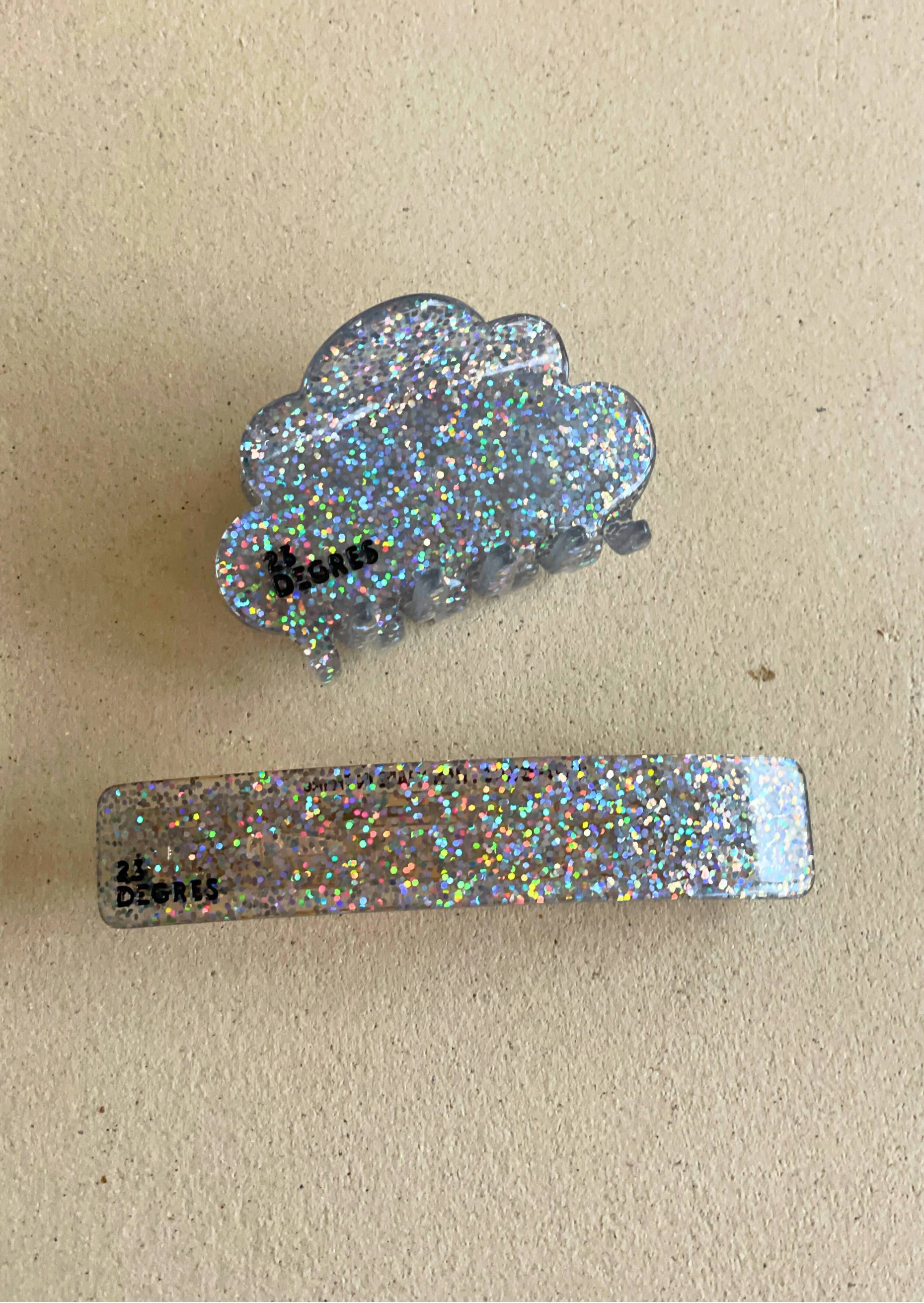 BARRETTE 9CM - PAILLETTE ARGENTÉE