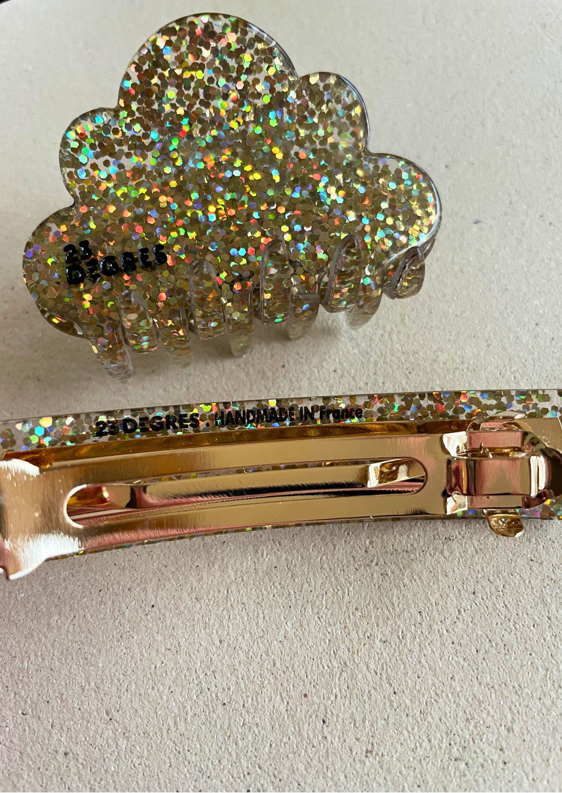 BARRETTE 9CM - PAILLETTE DORE